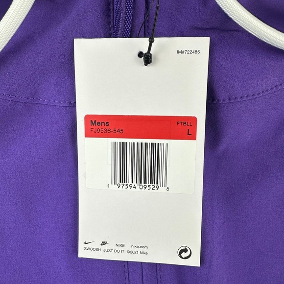 Nike Pregame 1/4 Zip Coaches Player Jacket Mens Large Purple Dri-Fit Hood NEW - Picture 4 of 5